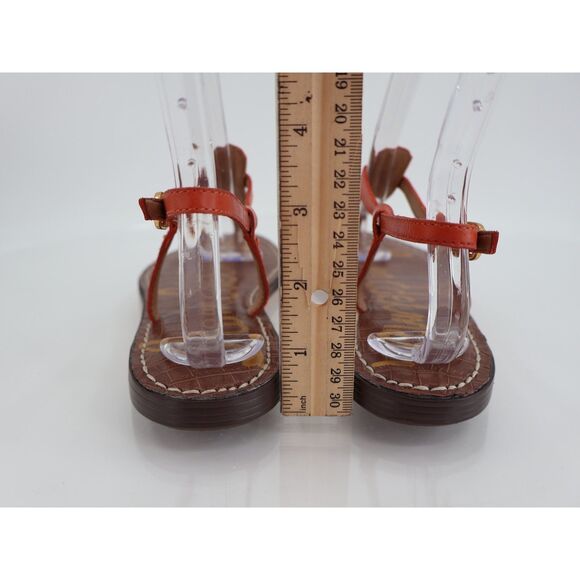 Sam Edelman Women Gigi Slingback Thong Sandals Size 7 Orange Croc Leather Flats - Picture 6 of 10